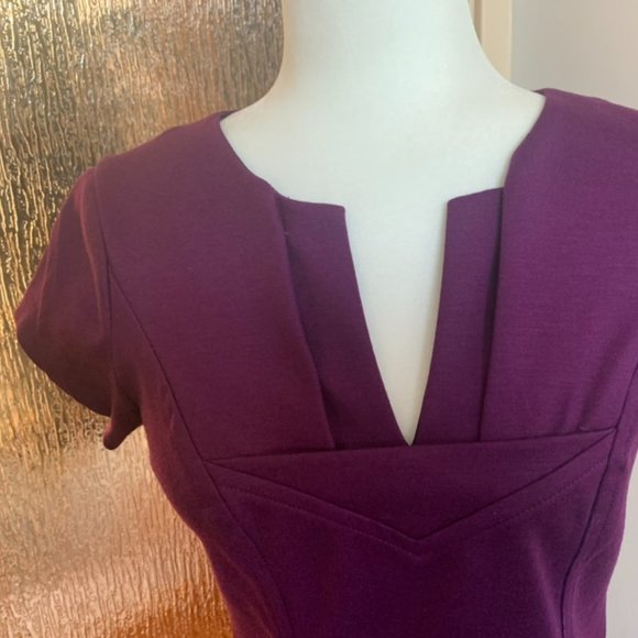 Vintage DVF Purple Wool Shift Dress - Size 4 - Picture 4 of 9